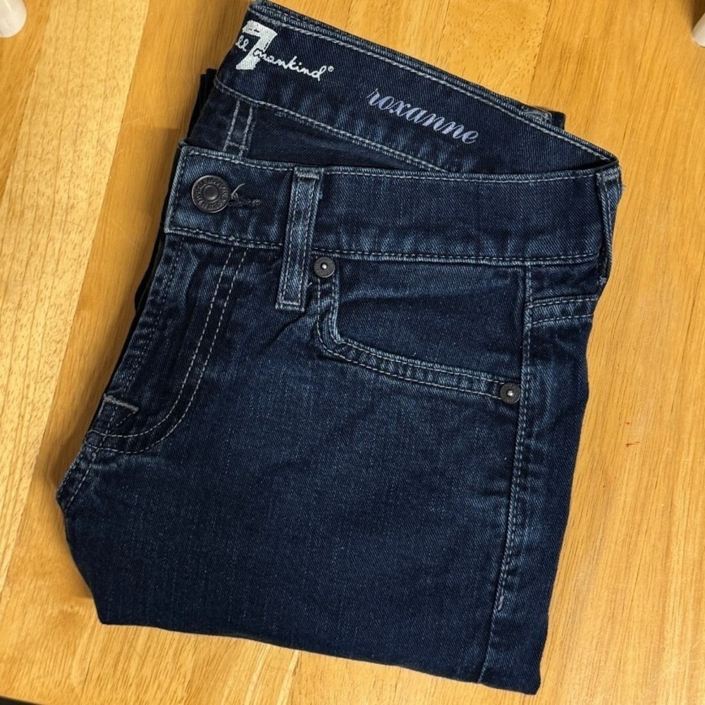 7‎ For All Mankind Jeans Roxanne Skinny 24 Dark Indigo Studded Stretch